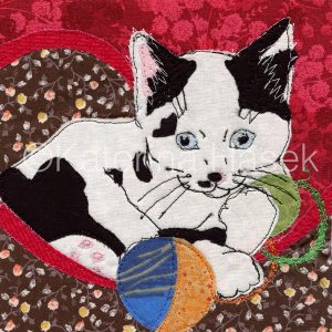 Giclee art print from an origina artwork. An applique image of kitten